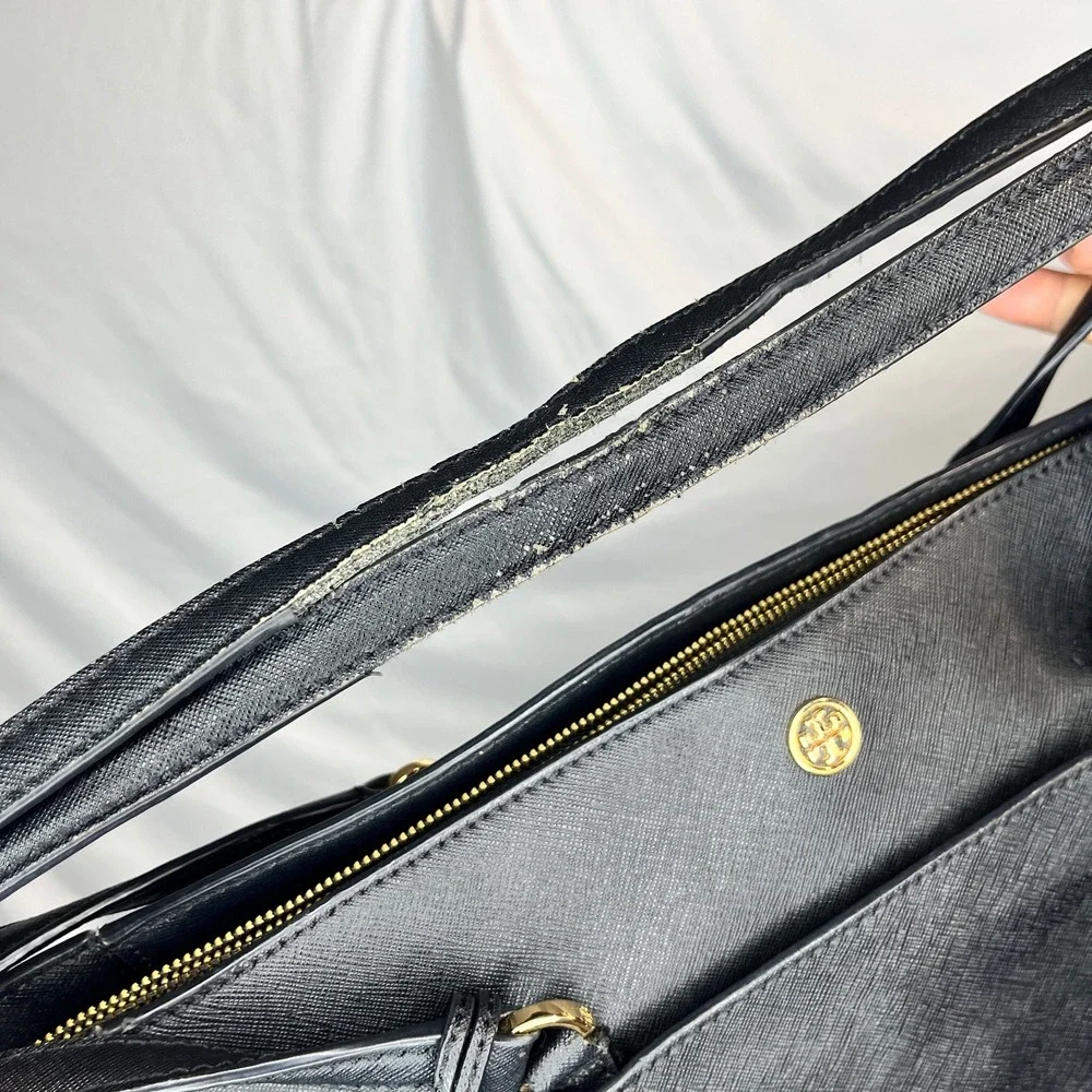 Tory Burch Tote Bag Black Saffiano Leather Shoulder Bag‎ Work Travel